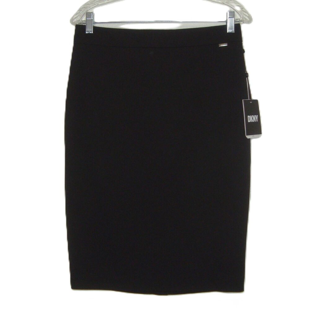 NWT DKNY Black Straight Pencil Skirt Size 4 Career Quiet Luxury Minimalist